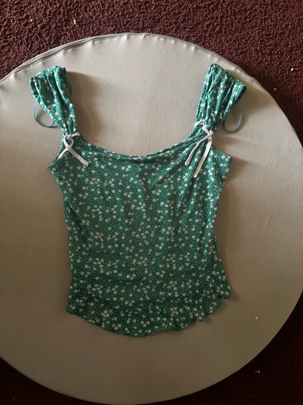 Free People Green Floral Tie-Shoulder Camisole